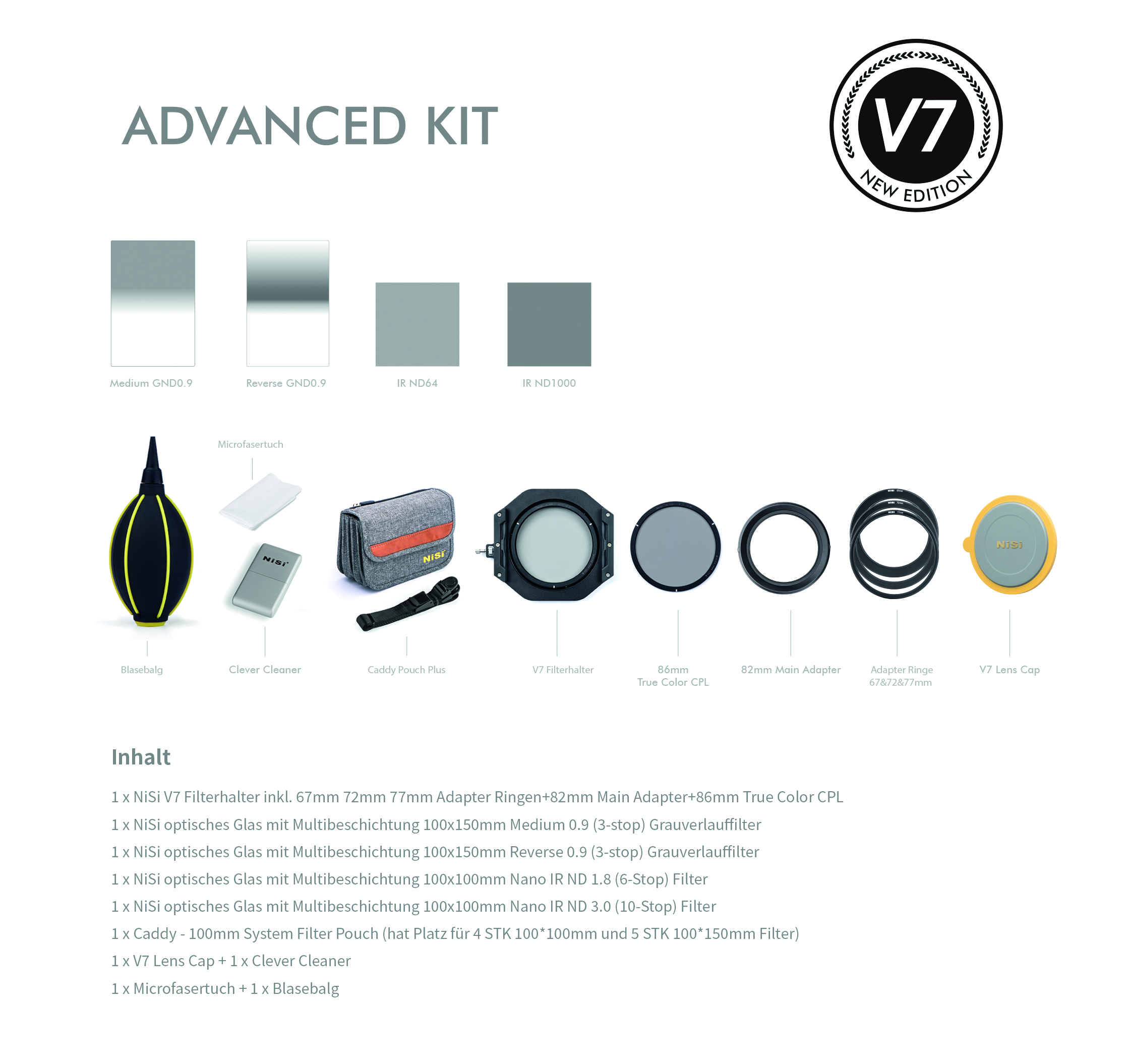 NiSi V7 Advanced Kit Inhalt