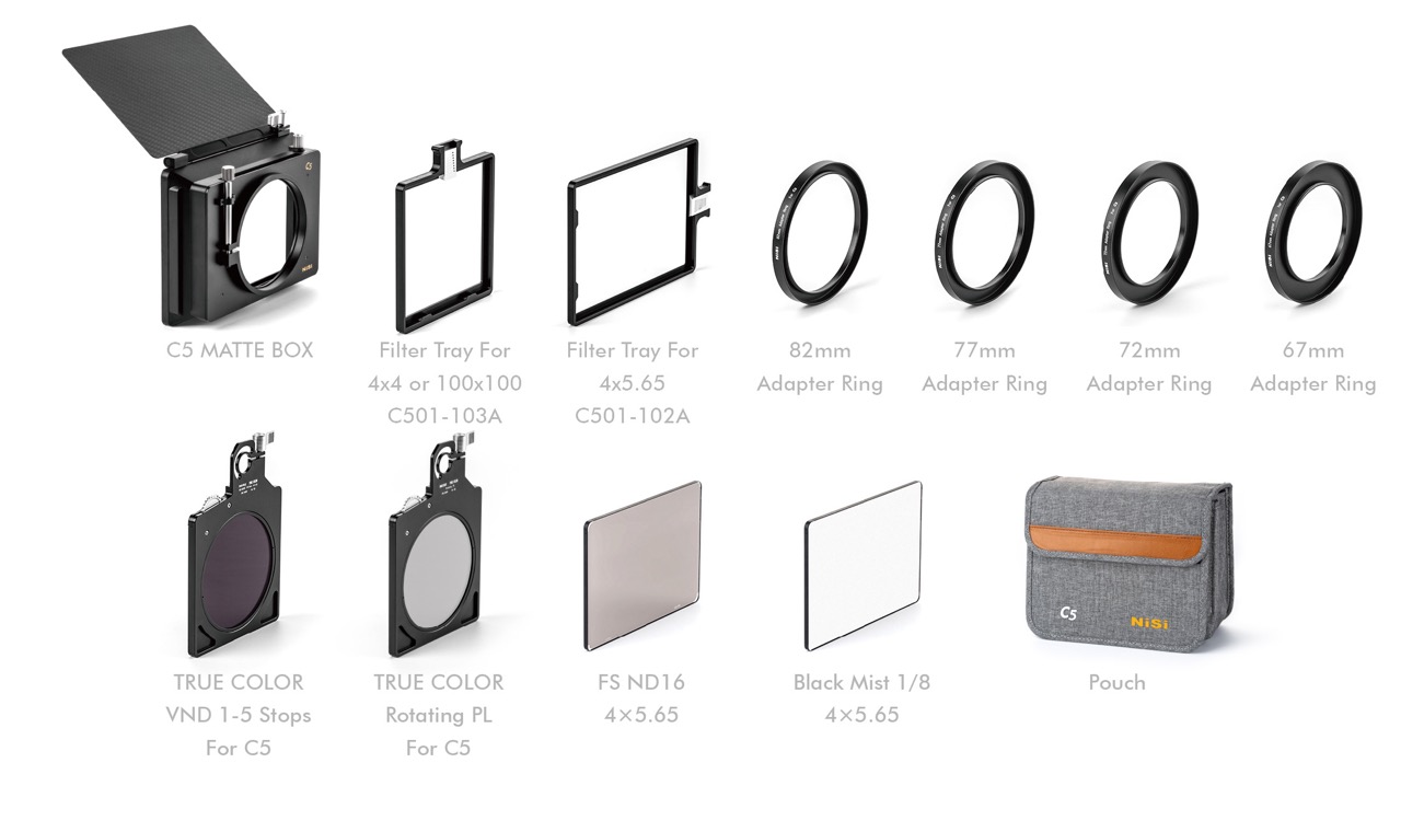 NiSi C5 Matte Box Cinema Kit gesamter Lieferumfang